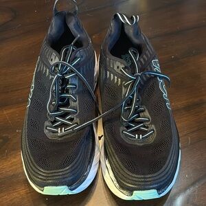 Hoka Comfy Lace up cushioned multicolor Stripe detail Athletic Shoes